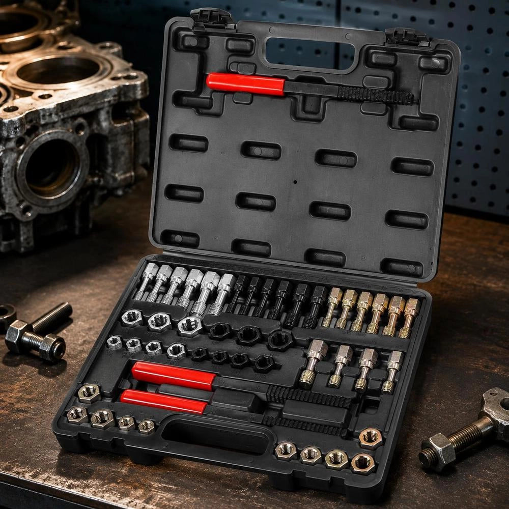 49-piece Thread Milling Set UNC UNF & Metric Thread Recovery Tool, Re-tapping Tool Set With Taps, Dies, And Thread Files For Mechanics And DIY Enthusiasts