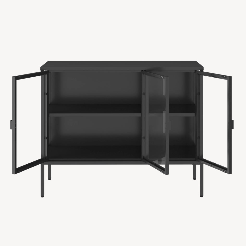 Armadietto con Vetrina Borshavisa Credenza con 3 Ante in Vetro 80x100x35 cm [en.casa]