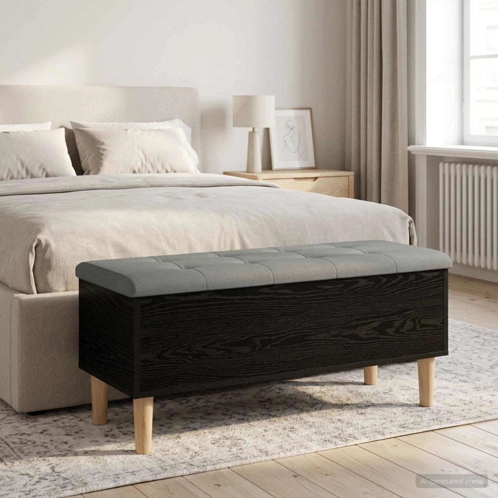 Panchina con Cuscino Rovere Nero 102 x 42 x 46 cm 8017751
