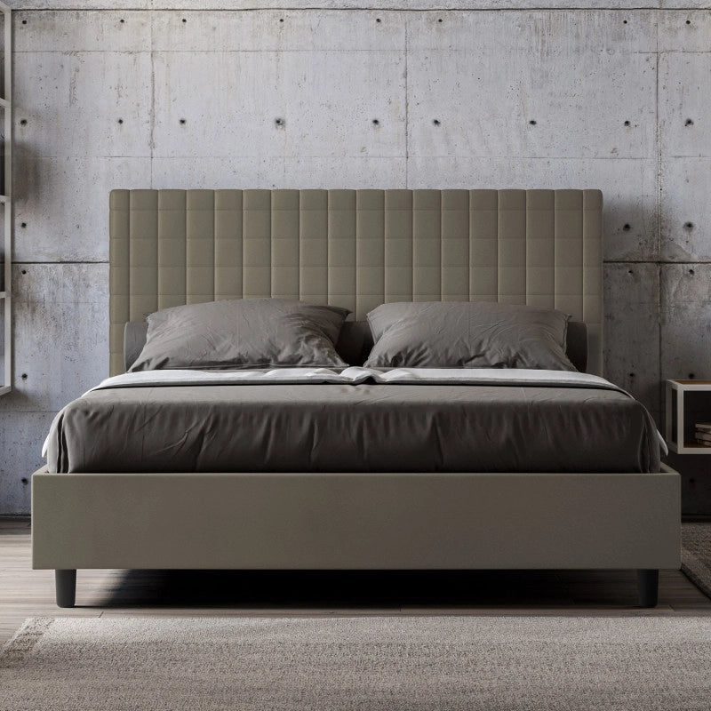 Letto imbottito Matrimoniale 170x190 cm Sunny - Similpelle,Senza rete,Cappuccino