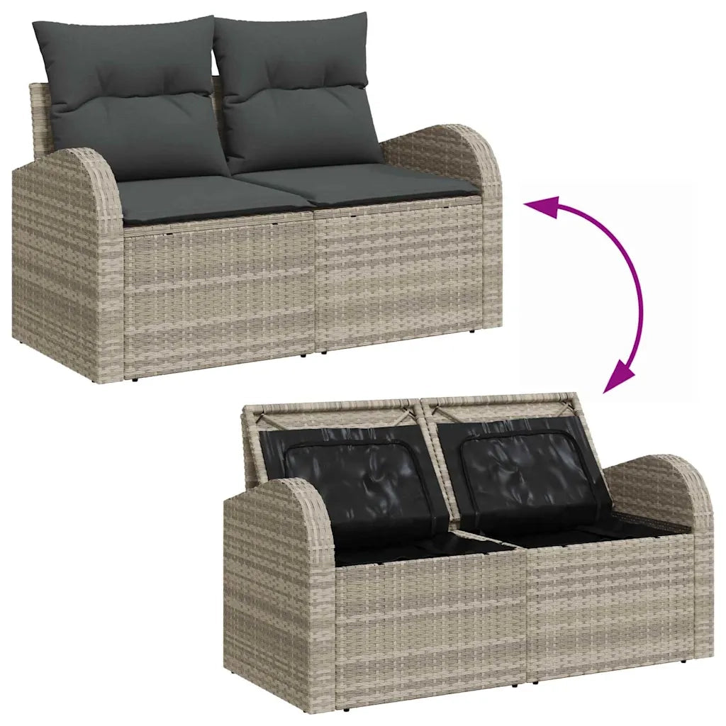 Set Divano da Giardino 3 pcs Grigio chiaro Poly Rattan