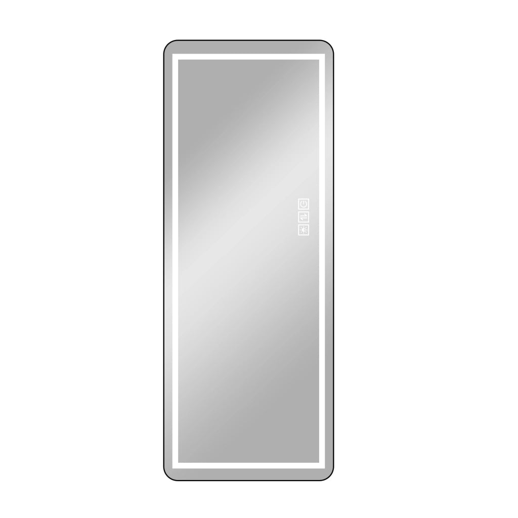 Specchio a figura intera con LED dimmerabile a 3 colori; cornice sottile in alluminio nero e argento; da parete