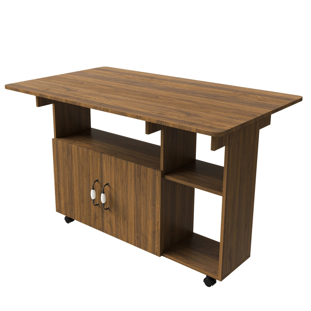 Tavolo pieghevole 3 in 1 mobile in MDF noce