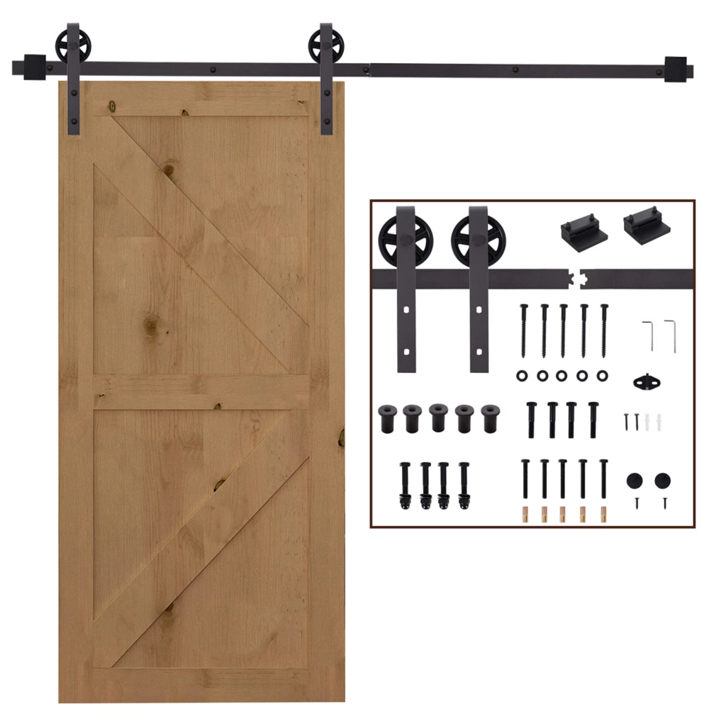 Kit Porta Scorrevole 100kg max in Acciaio con Binario, Ganci, Fermi, Viti e Bulloni, 183x4x0.6 cm