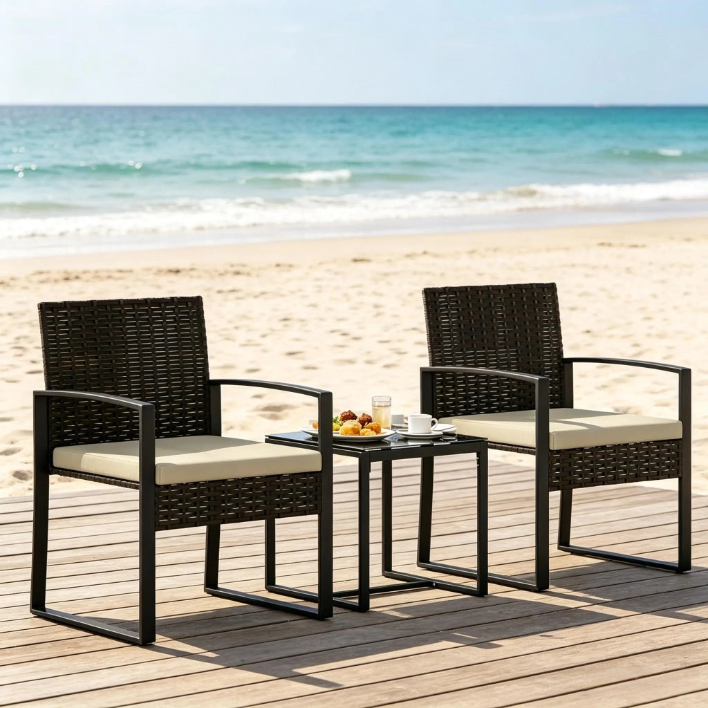Set mobili da giardino, tavolo e 2 sedie per patio e bistro