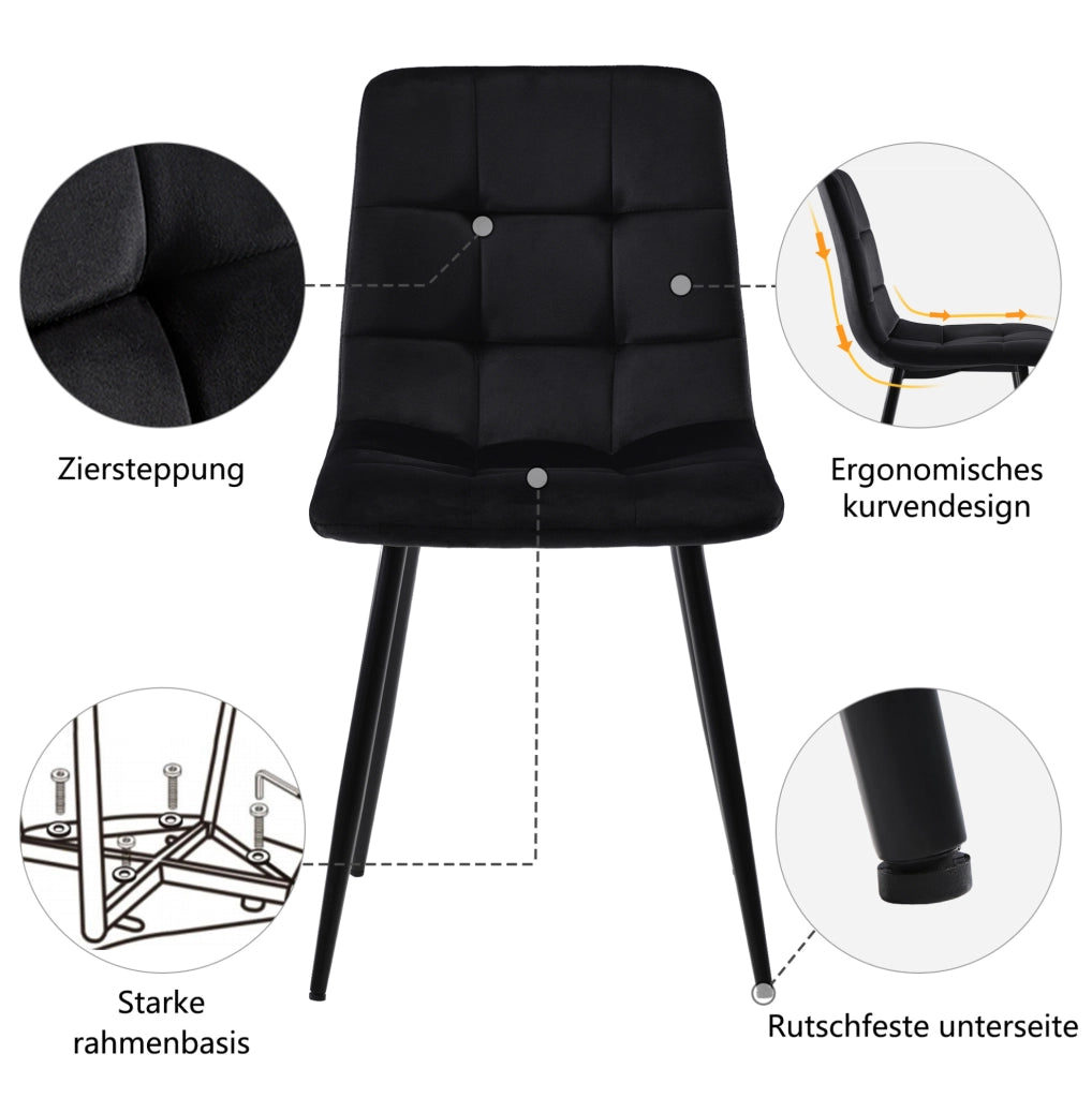 Set tavolo da pranzo e 4 sedie, design marmo e oro