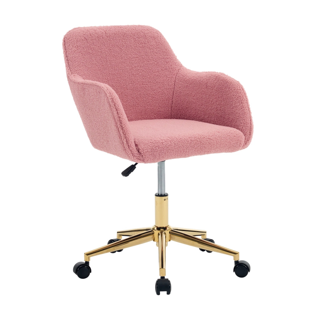 Sedia da ufficio rosa in tessuto Teddy – girevole 360°, altezza regolabile