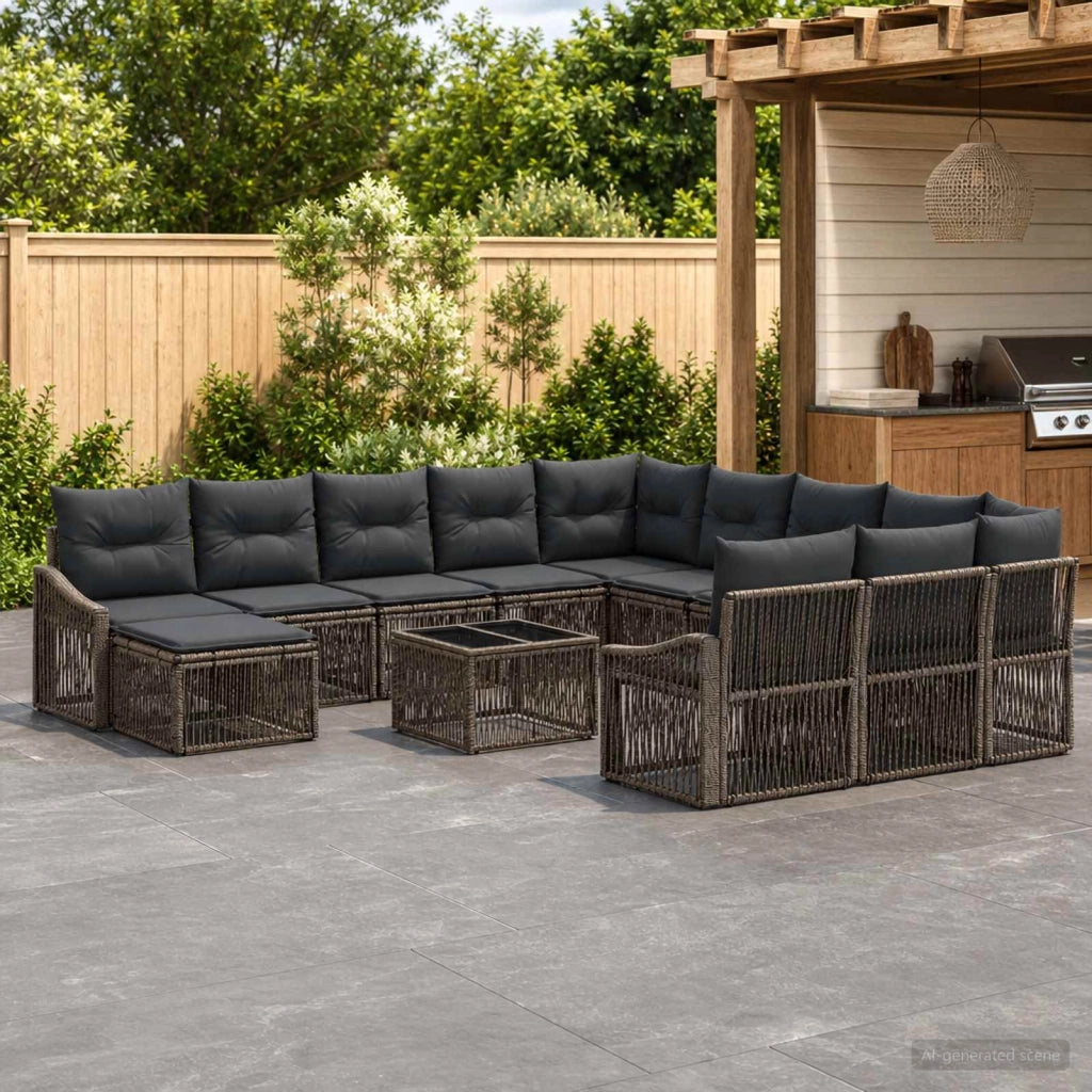 Set Divano da Giardino 13 pz Grigio polyrattan 3436214