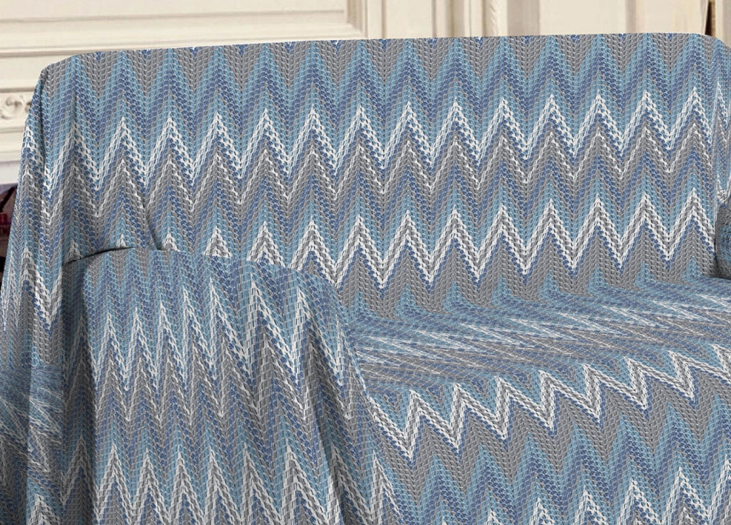 Telo Arredo Multiuso Linea Pensieri Delicati 100% Cotone Disegno Spinato - Singolo - Azzurro