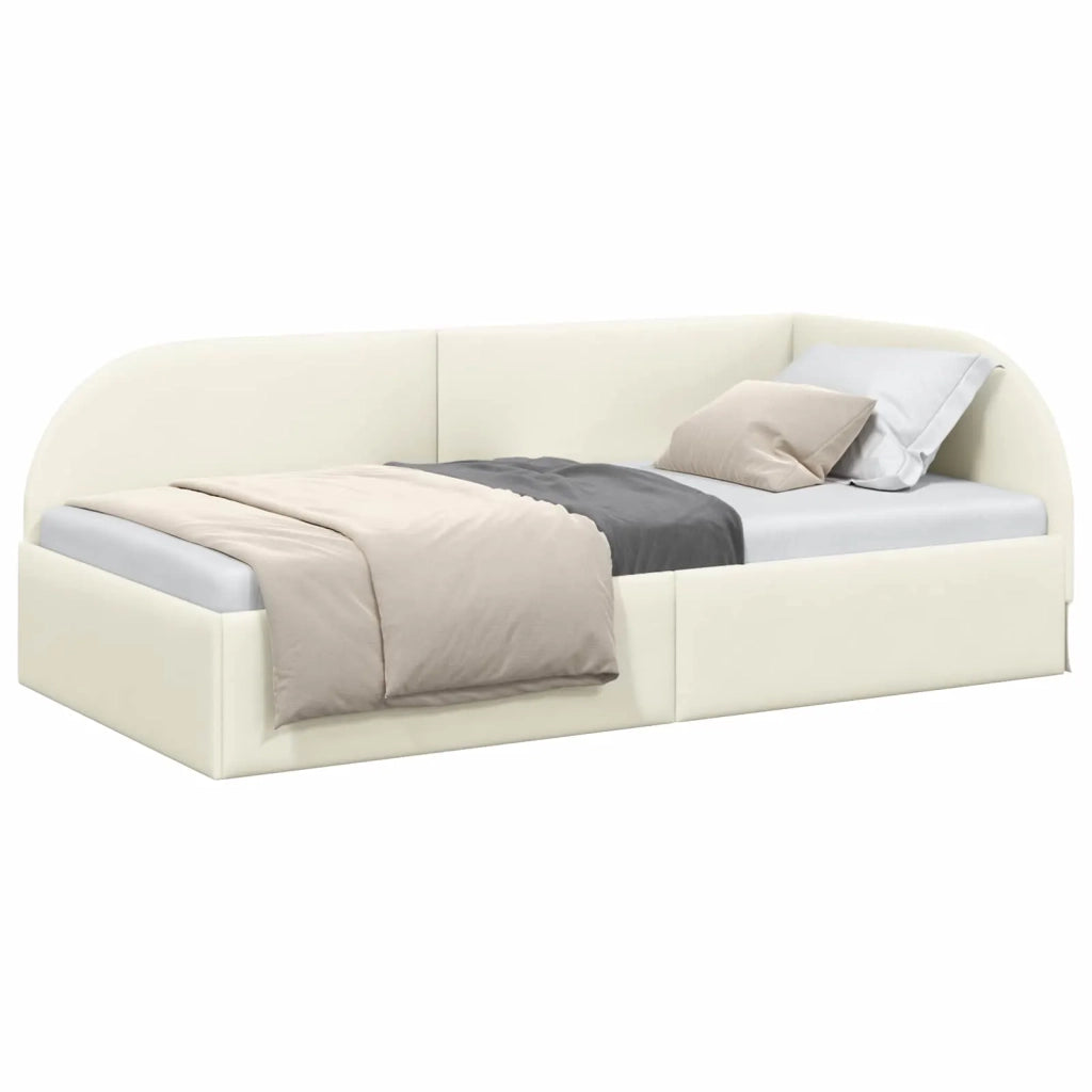 Cornice del letto ad angolo Crema 80 cm x 200 cm Velluto