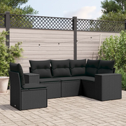 Set Divani da Giardino 5 pz con Cuscini in Polyrattan Nero