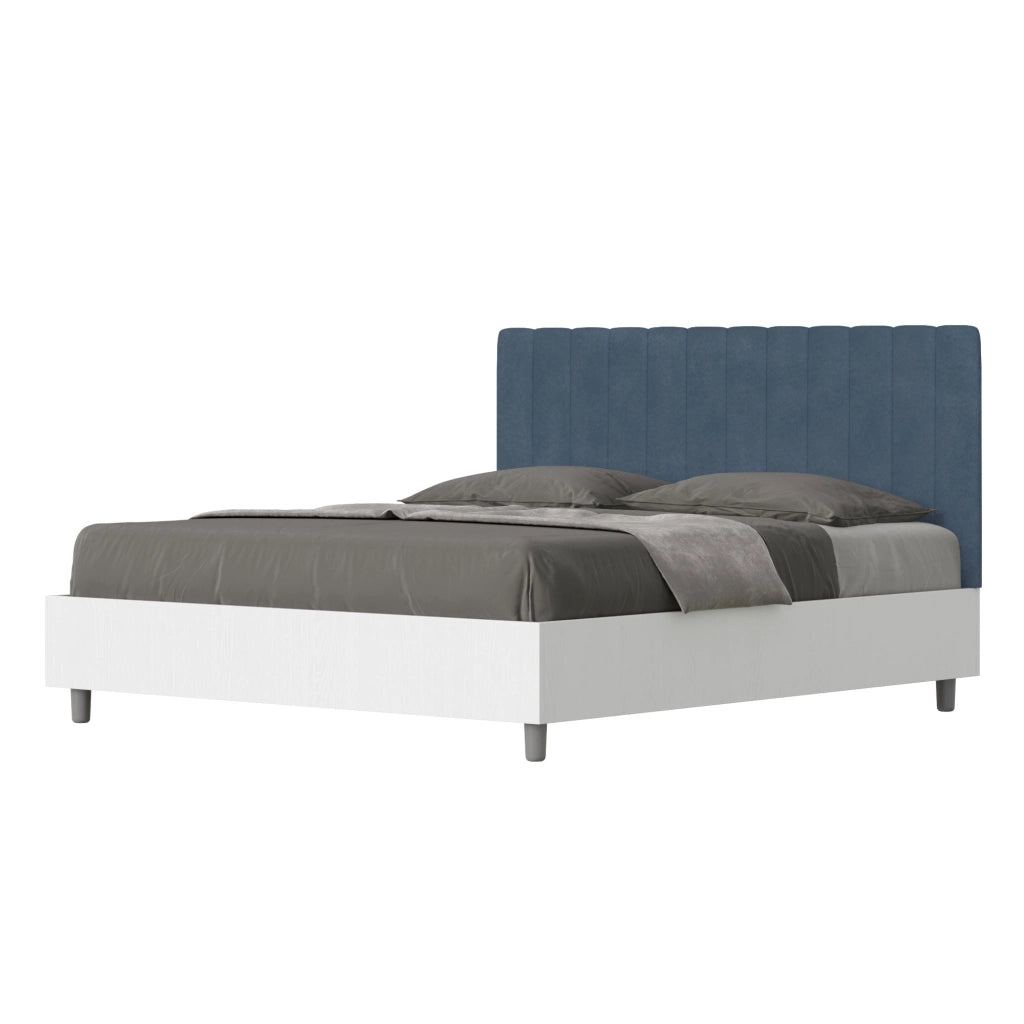 Letto Matrimoniale 160x200 cm con Rete Kaia Blu