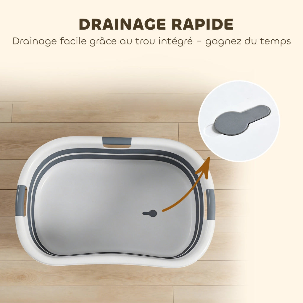 Vasca da bagno per cani pieghevole e portatile con foro di drenaggio ¨C Minimal ¨C grigio