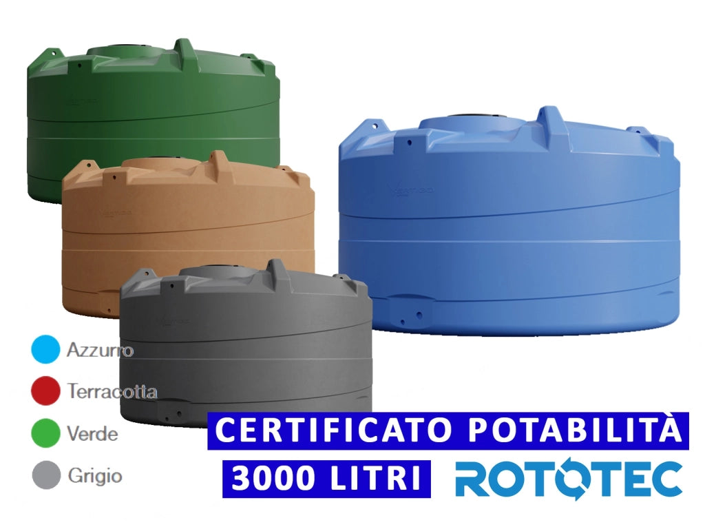 Serbatoio Da Esterno Rototec PANETTONE 3000 LT Polietilene Stoccaggio Acqua
