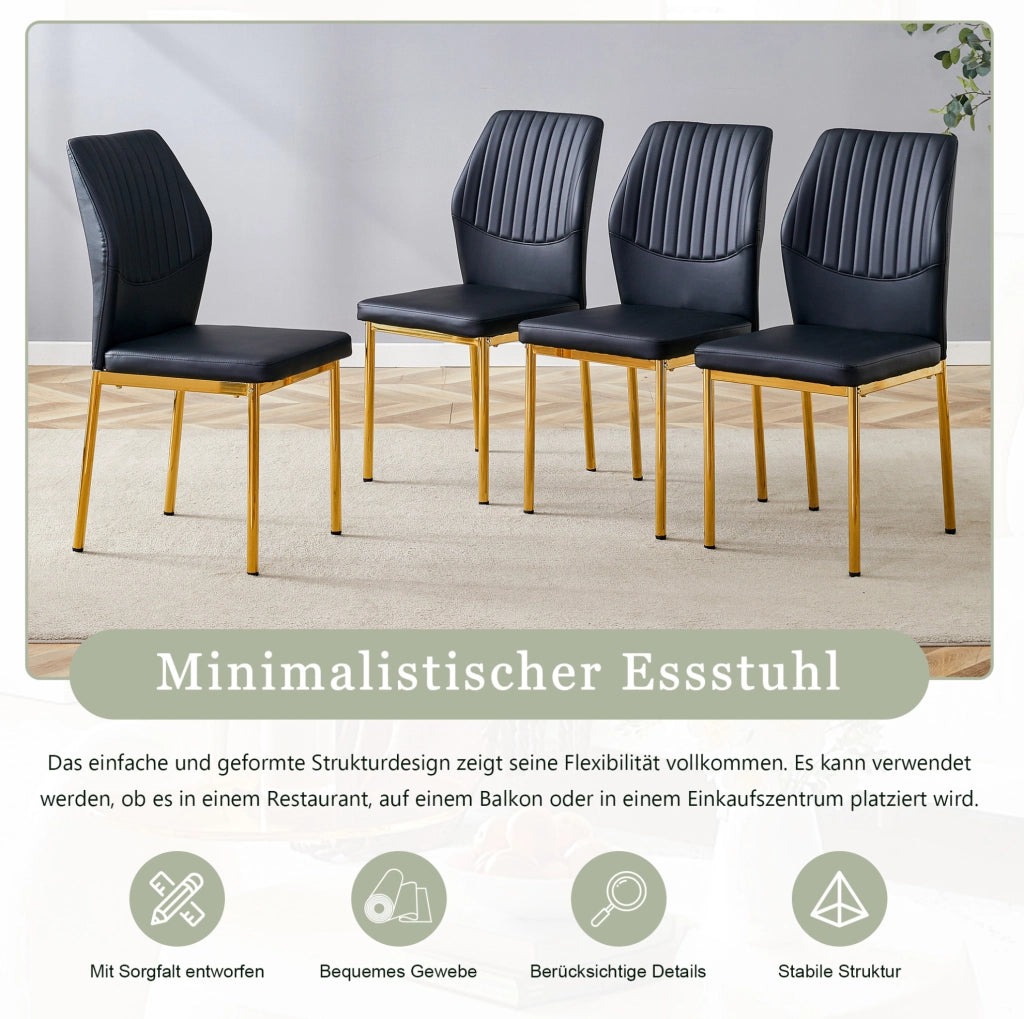 SEDIA da pranzo Set da 4 pezzi 93 cm PU Nero/Oro