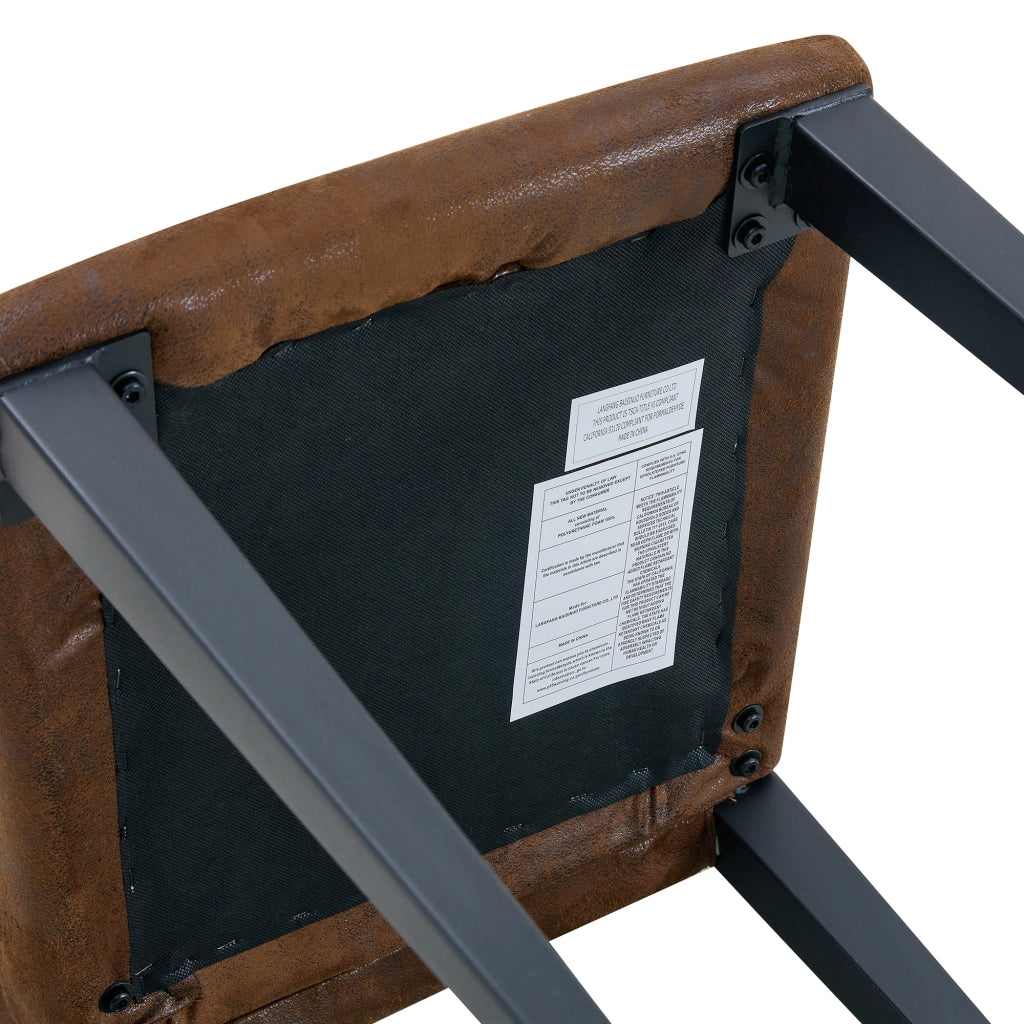 Set di 4 sedie da pranzo moderne in tessuto marrone e gambe in metallo nero