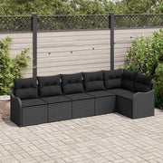 Set Divano da Giardino con archiviazione 6 pcs Nero polyrattan