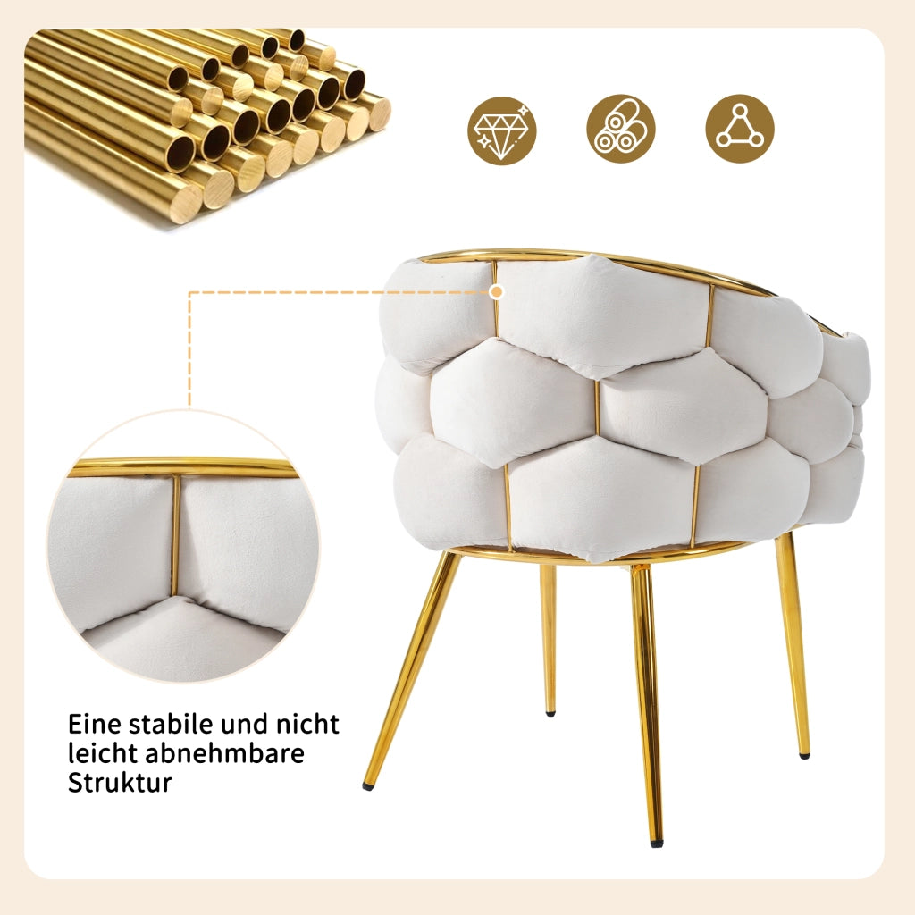 SEDIA da pranzo 44x41x74 cm in velluto beige Set da 2 pezzi