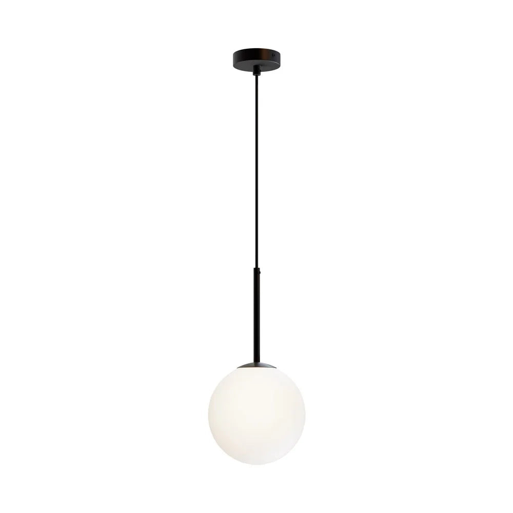 Lampadario Minimal Basic Form Grande In Metallo Nero 1 Luce E Diffusore Bianco