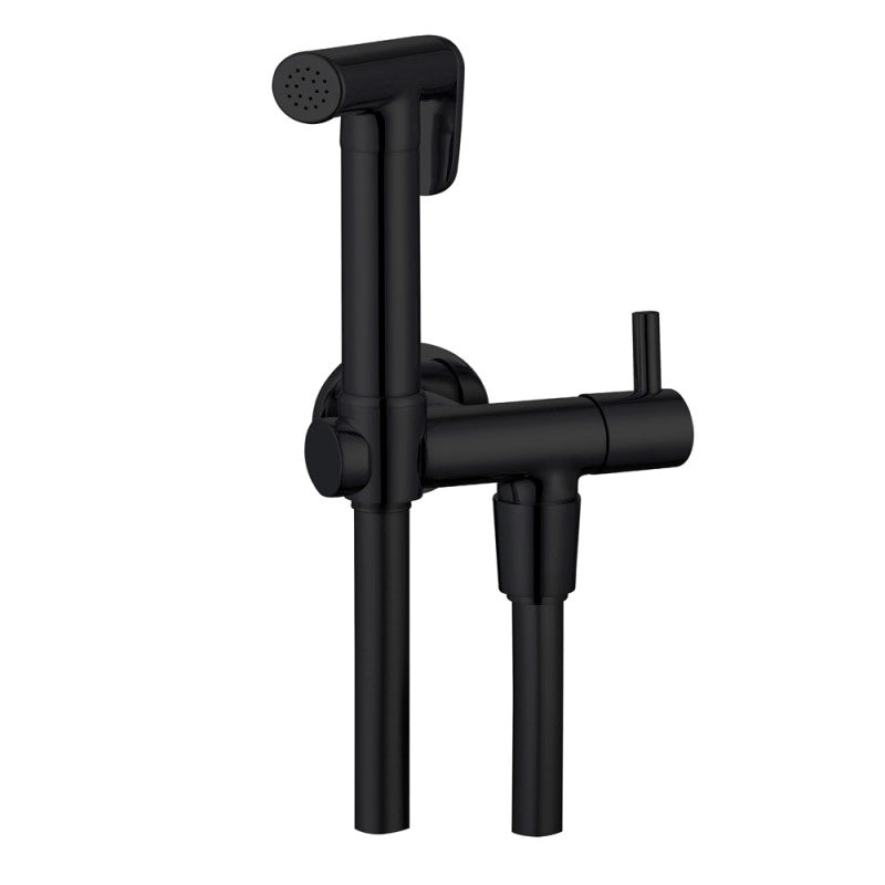 Kit idroscopino nero tondo doccetta per wc portatile shut-off monogetto con leva
