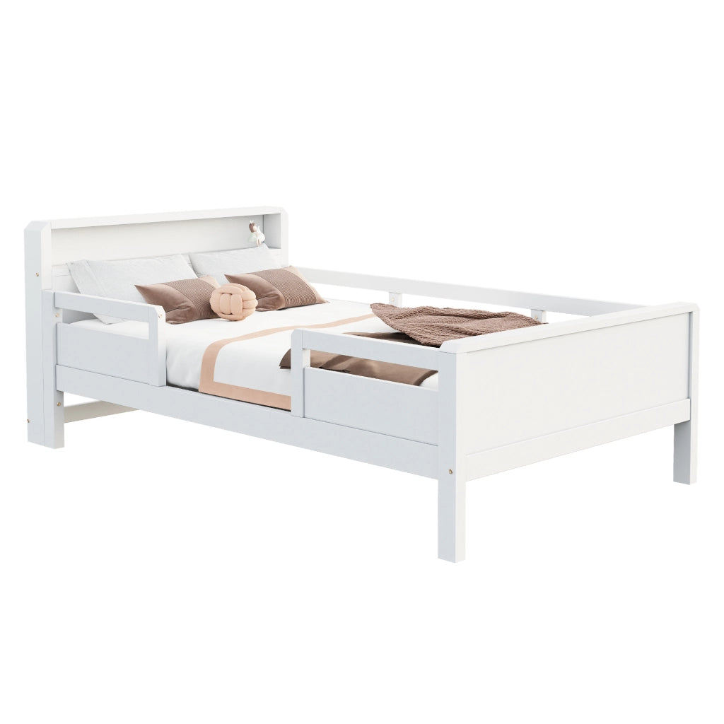 Letto Singolo in Pino con LED e USB ¨C MINIMAL ¨C Bianco 90x200