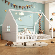Letto per bambini a casetta 140x200 cm bianco in pino