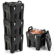 Contenitore per zuppa portatile 44 x 44 x 53 cm impilabile a 3 strati isolanti con ruote pratico in acciaio inossidabile nero 20_0020967