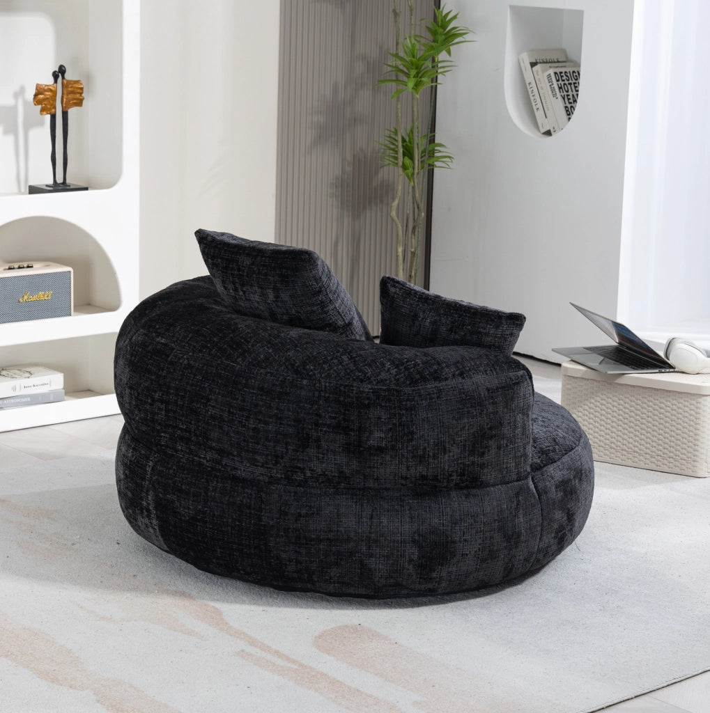 POLTRONA Relax 108x108x52 cm in Chenille Nera con Braccioli