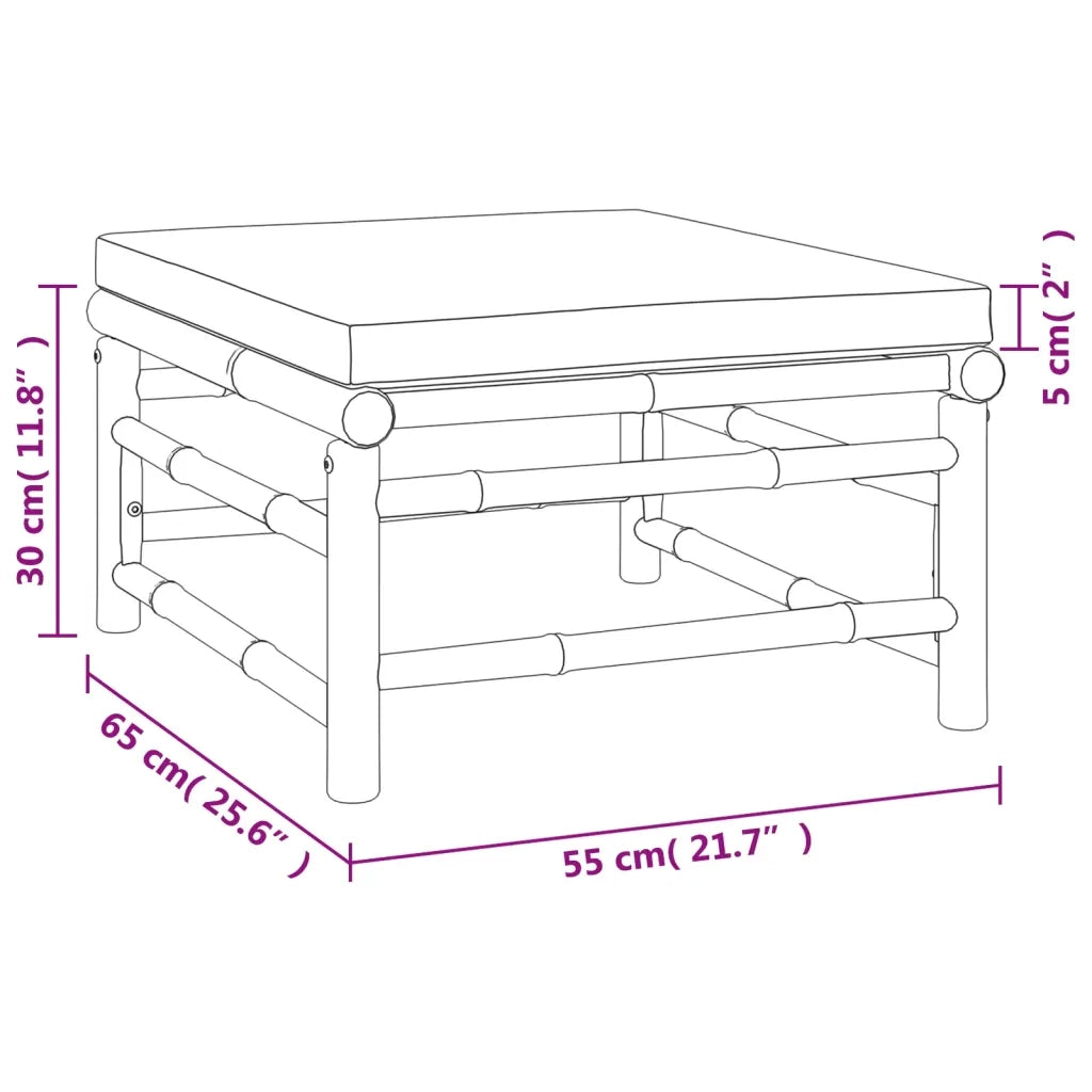 Set Salotto da Giardino 4pz con Cuscini Tortora Bambù 3155139