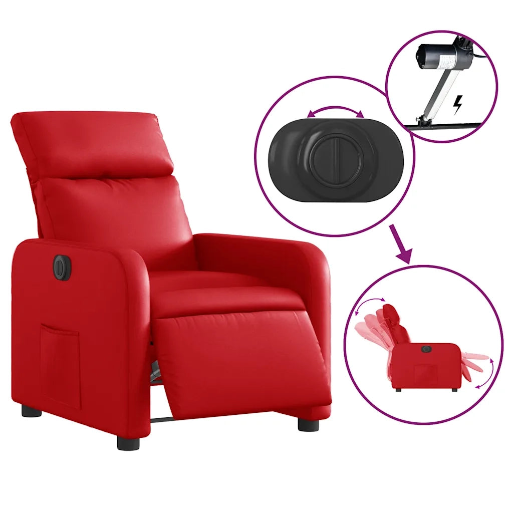 Poltrona | Sedia Relax Reclinabile Elettrica Rossa in Similpelle