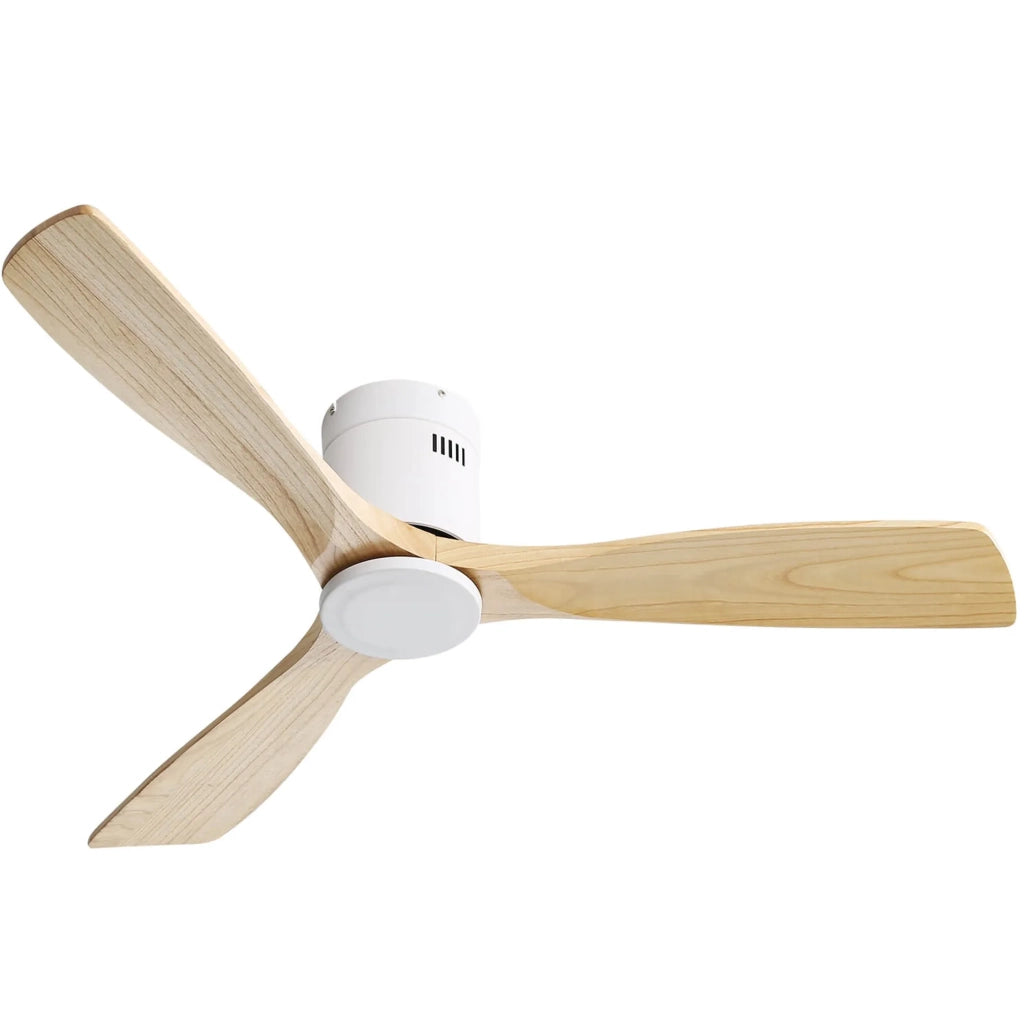 Ventilatore da soffitto 132 cm bianco in metallo e legno con telecomando