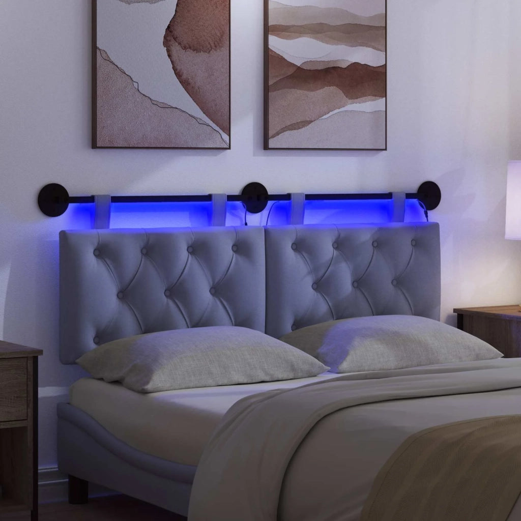 Testiera | Testata sospesa Con luce LED Blu jeans Tessuto