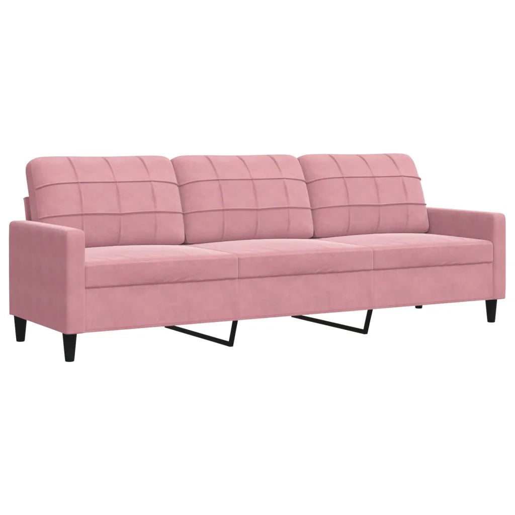 Divano a 3 Posti-Sofa 3 Posti rosa 210 cm in Velluto
