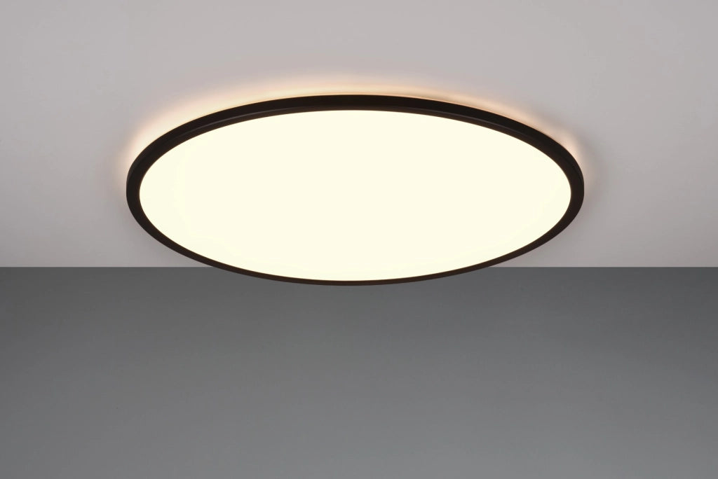 Plafoniera LED RL Scott 50 cm 30W nera con telecomando