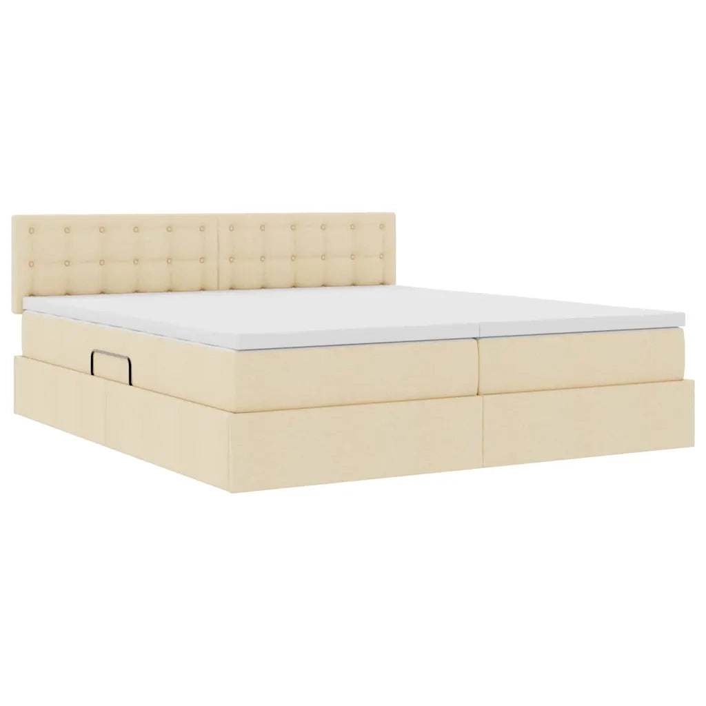 Letto con Contenitore Crema 180 x 200 cm Pelle Sintetica