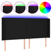 Testiera | Testata a LED Nera 183x16x118/128 cm in Tessuto