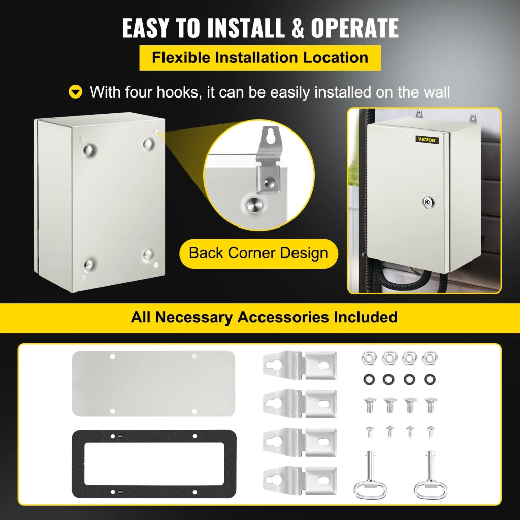 Scatola Elettrica ST2 315 in Acciaio 30x20x15 cm IP66 NEMA 4X Quadro di Giunzione da Parete per Esterno e Interno con Piastra