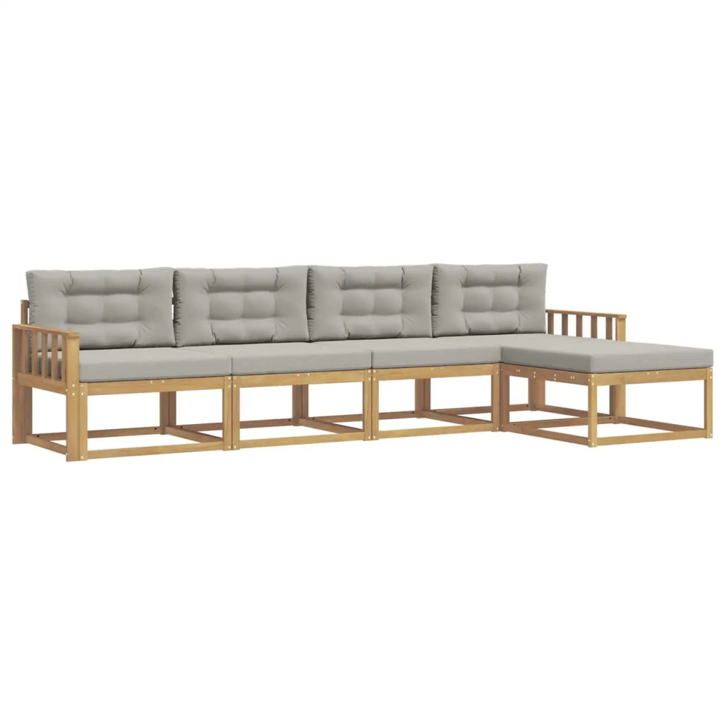 Set di divani da esterno 4 pz Bianco e Grigio Chiaro Poliestere 3386300