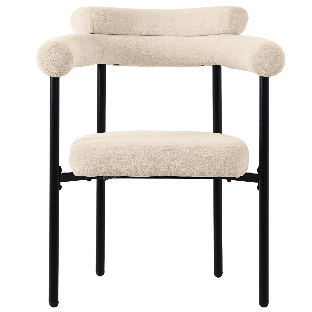 Sedia da pranzo con seduta ampia e schienale ergonomico in velluto beige e ferro