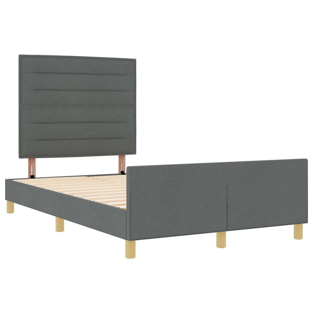 Letto matrimoniale | Letto per adulti | Struttura del letto Grigio scuro 140 x 190 cm Tessuto