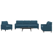 Set di Divani 4 pz con Cuscini Blu in Velluto