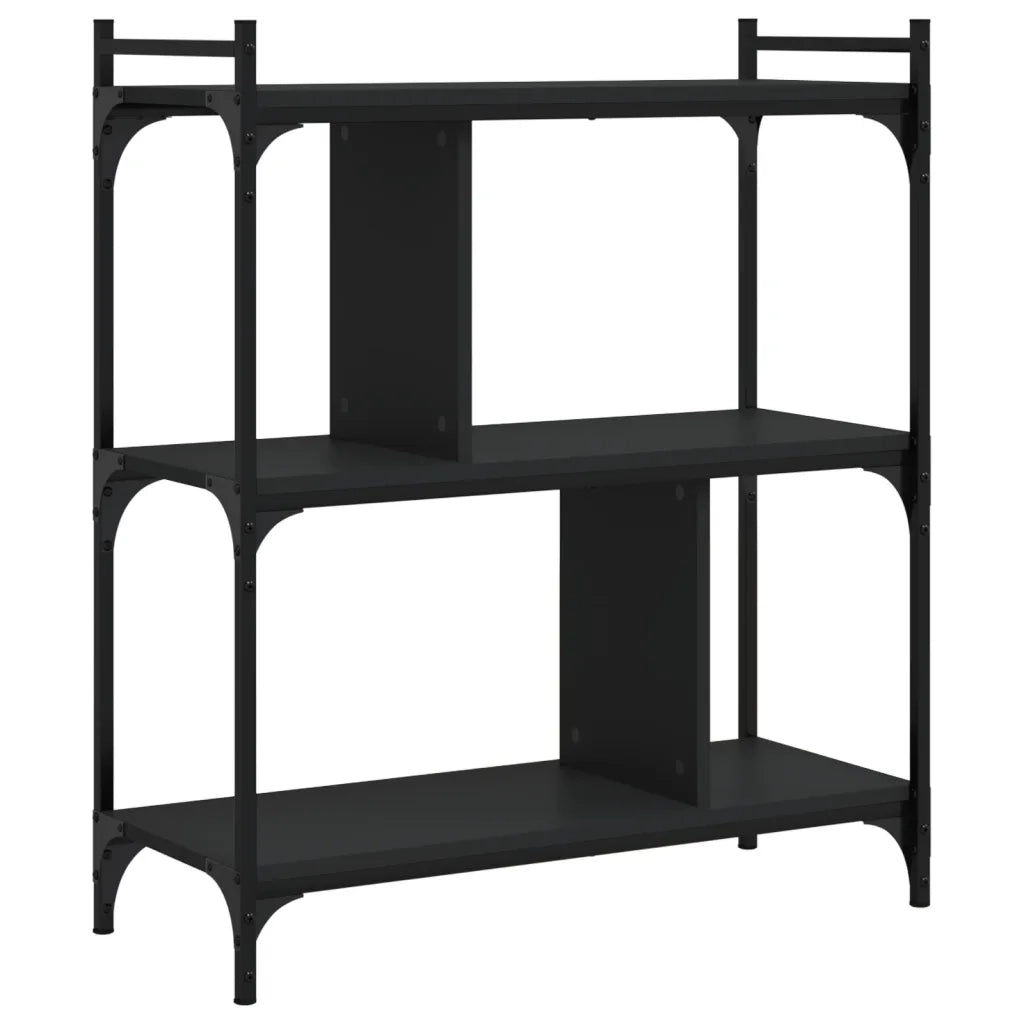 Libreria Nera 3 Ripiani 76x32x88 cm Legno Multistrato 833930
