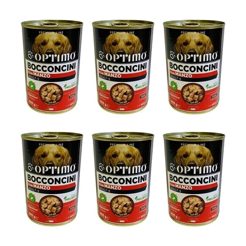 KIT SET 6 PZ OPTIMO BOCCONCINI PER CANE AL GUSTO MANZO DA 400 GR
