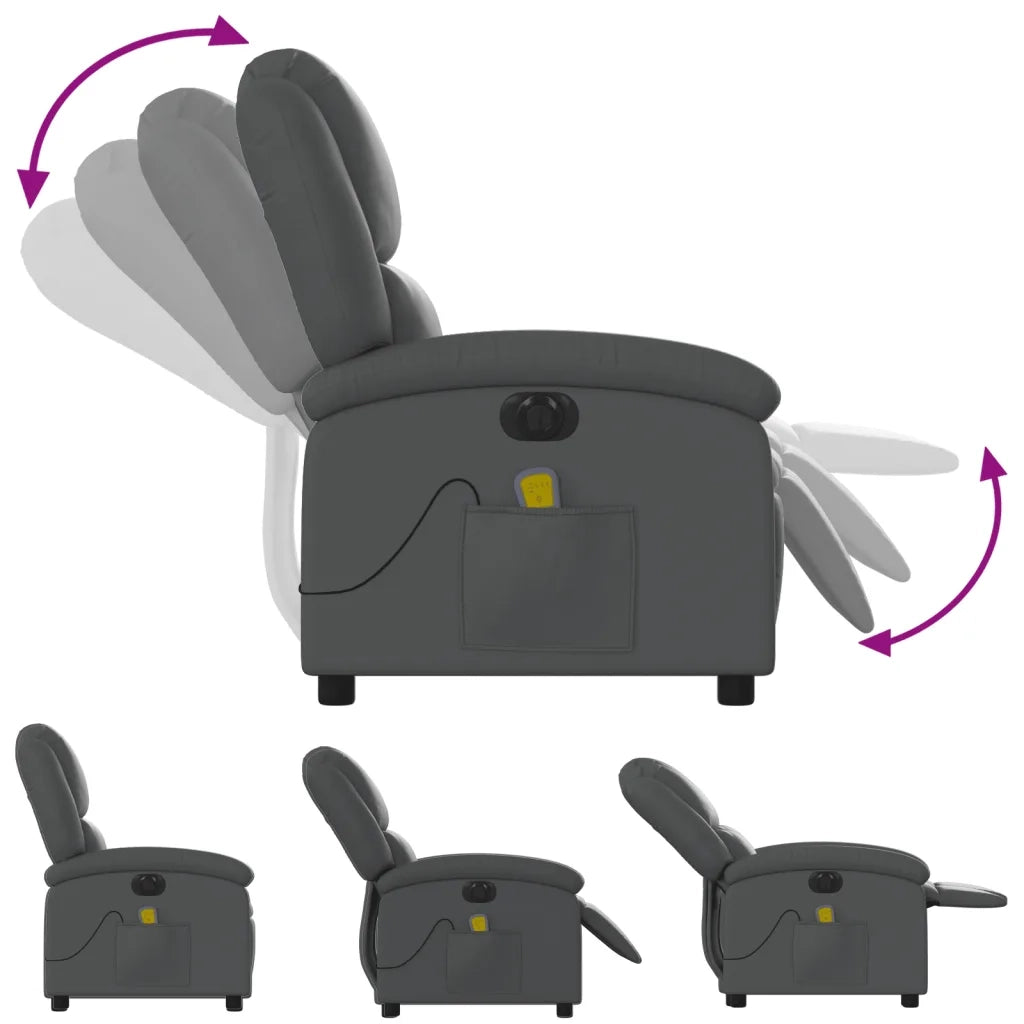 Divano Sedia-Poltrona Massaggiante Elettrica Reclinabile Grigio Similpelle 892445