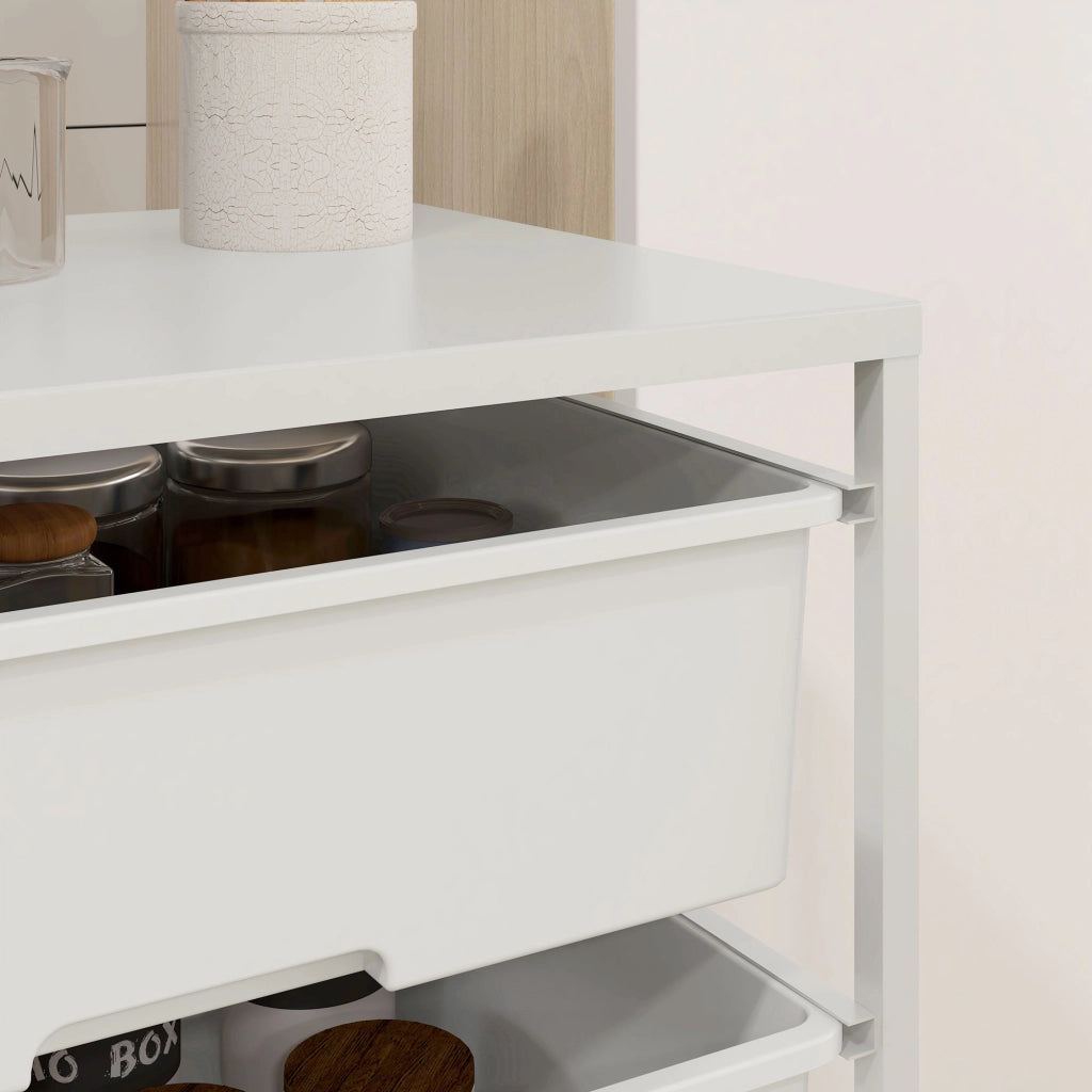 Carrello Multiuso con 3 Cestini ¨C Minimal ¨C Acciaio e PP, Bianco