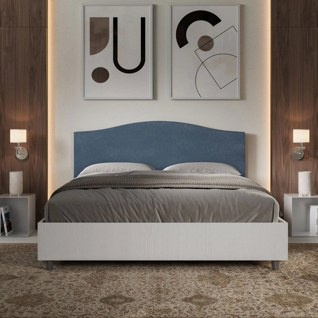Letto Matrimoniale 160x200 cm con Rete Grace Blu