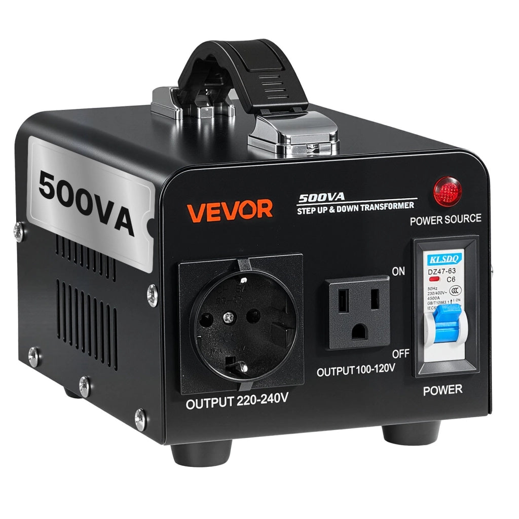 HYOG-500VA Trasformatore di Tensione Elevatore Riduttore 110V-220V 500VA con Prese USA e UE Convertitore Robusto per Casa e Fai da Te