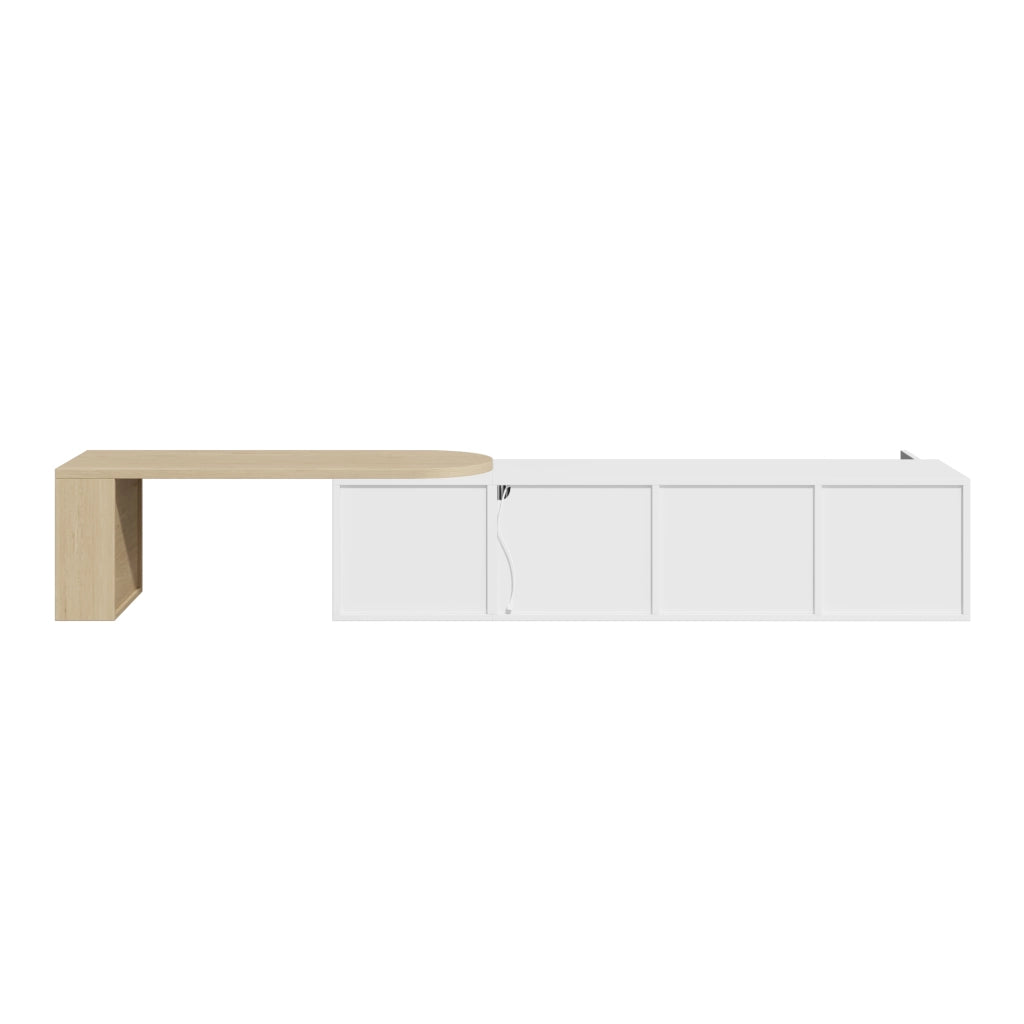 Mobile TV allungabile bianco e naturale 175 cm