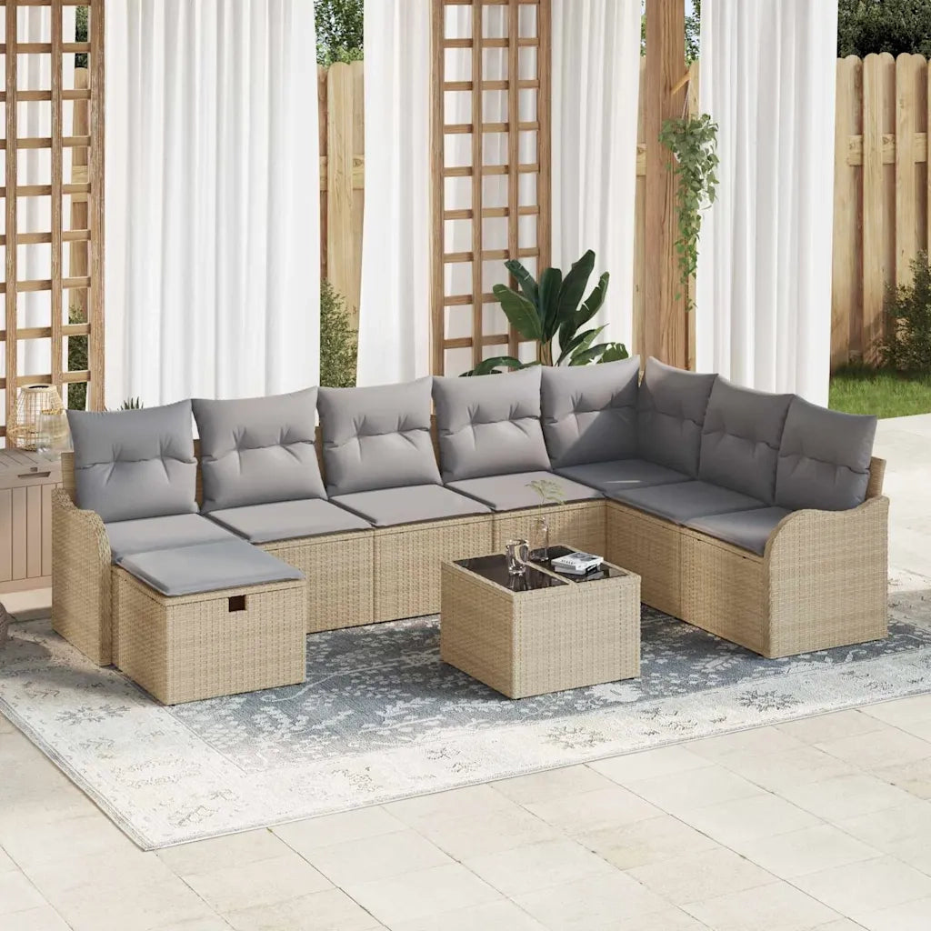 Set di divani 9 pcs Beige e Grigio Chiaro polyrattan 3359039