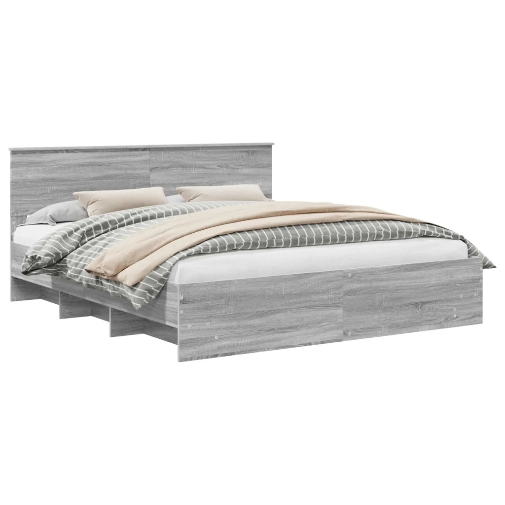 Letto matrimoniale | Letto per adulti | Struttura del letto con testiera Grigio Sonoma 180 x 200 cm